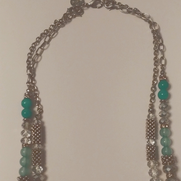 White House Black Market Silver and Green Necklace - Picture 6 of 9